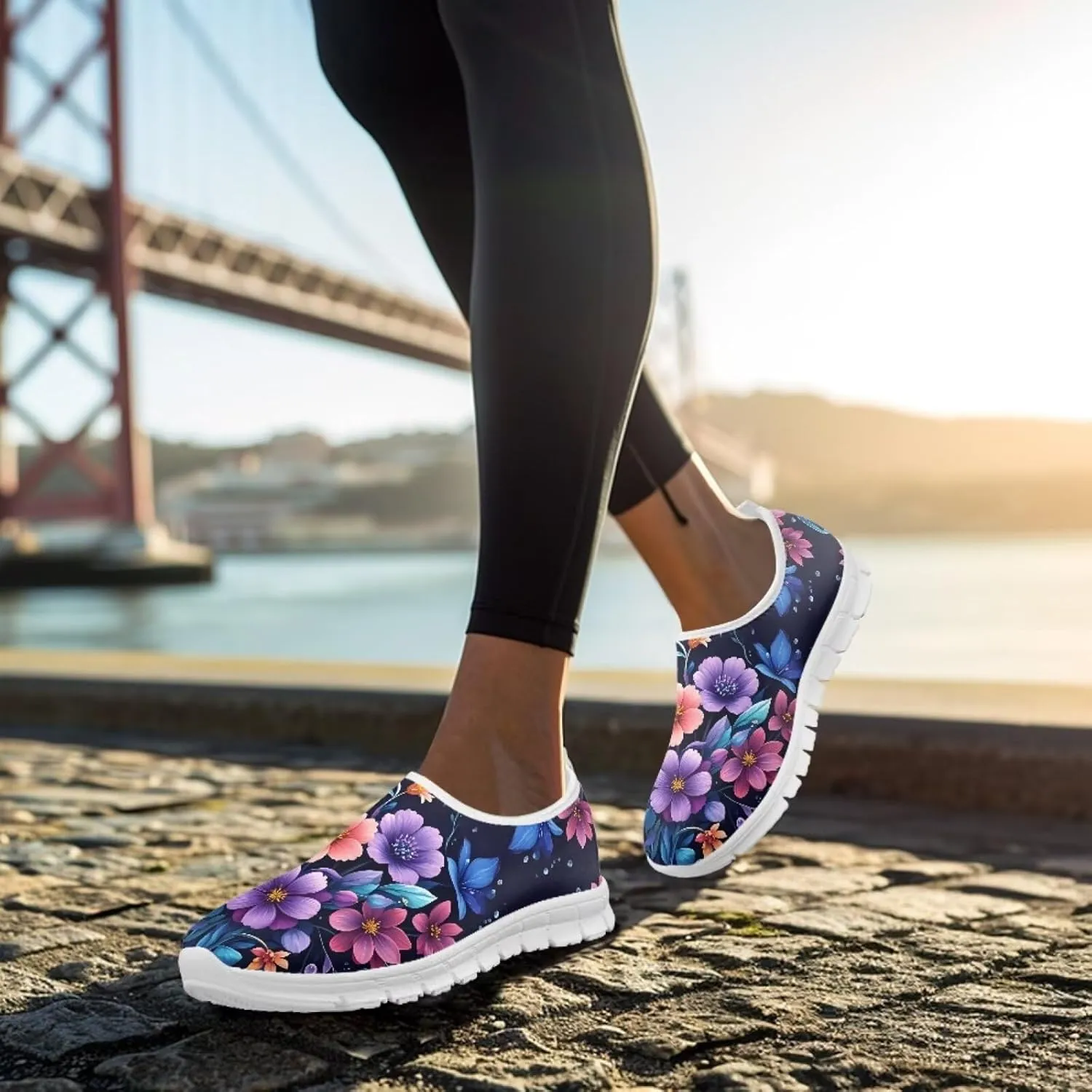 Jeiento Boho Blossom Womens Casual Loafer Slip On Lightweight Comfort Travel Walking Flats Shoes