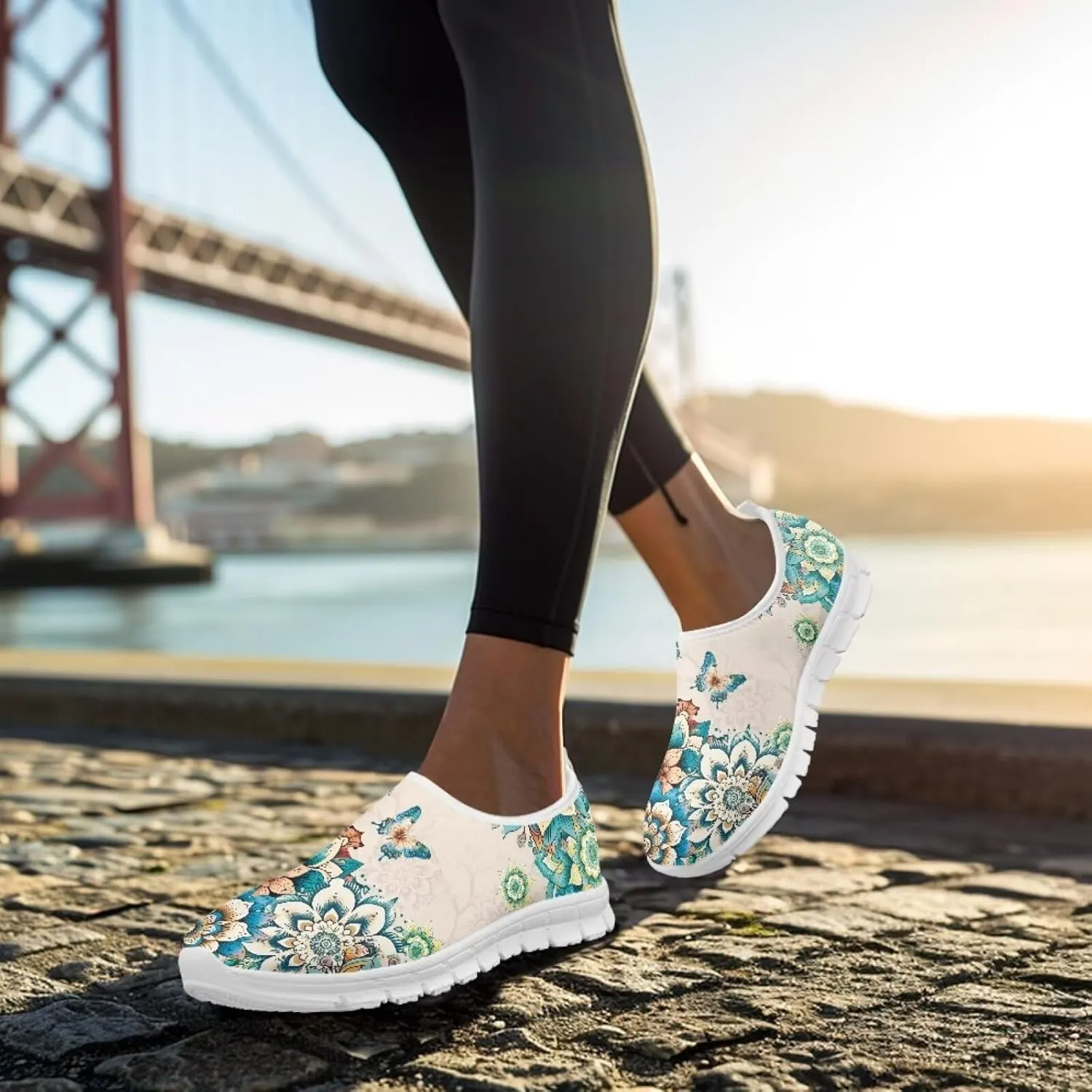 Jeiento Boho Blossom Womens Casual Loafer Slip On Lightweight Comfort Travel Walking Flats Shoes