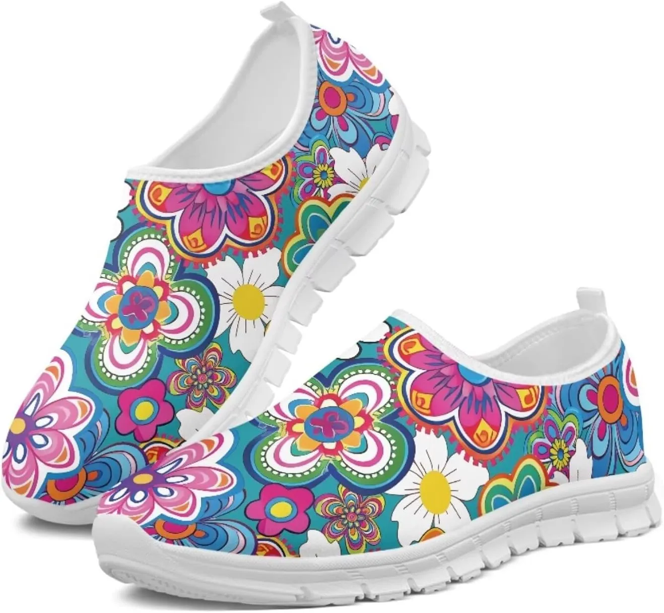 Jeiento Boho Blossom Womens Casual Loafer Slip On Lightweight Comfort Travel Walking Flats Shoes