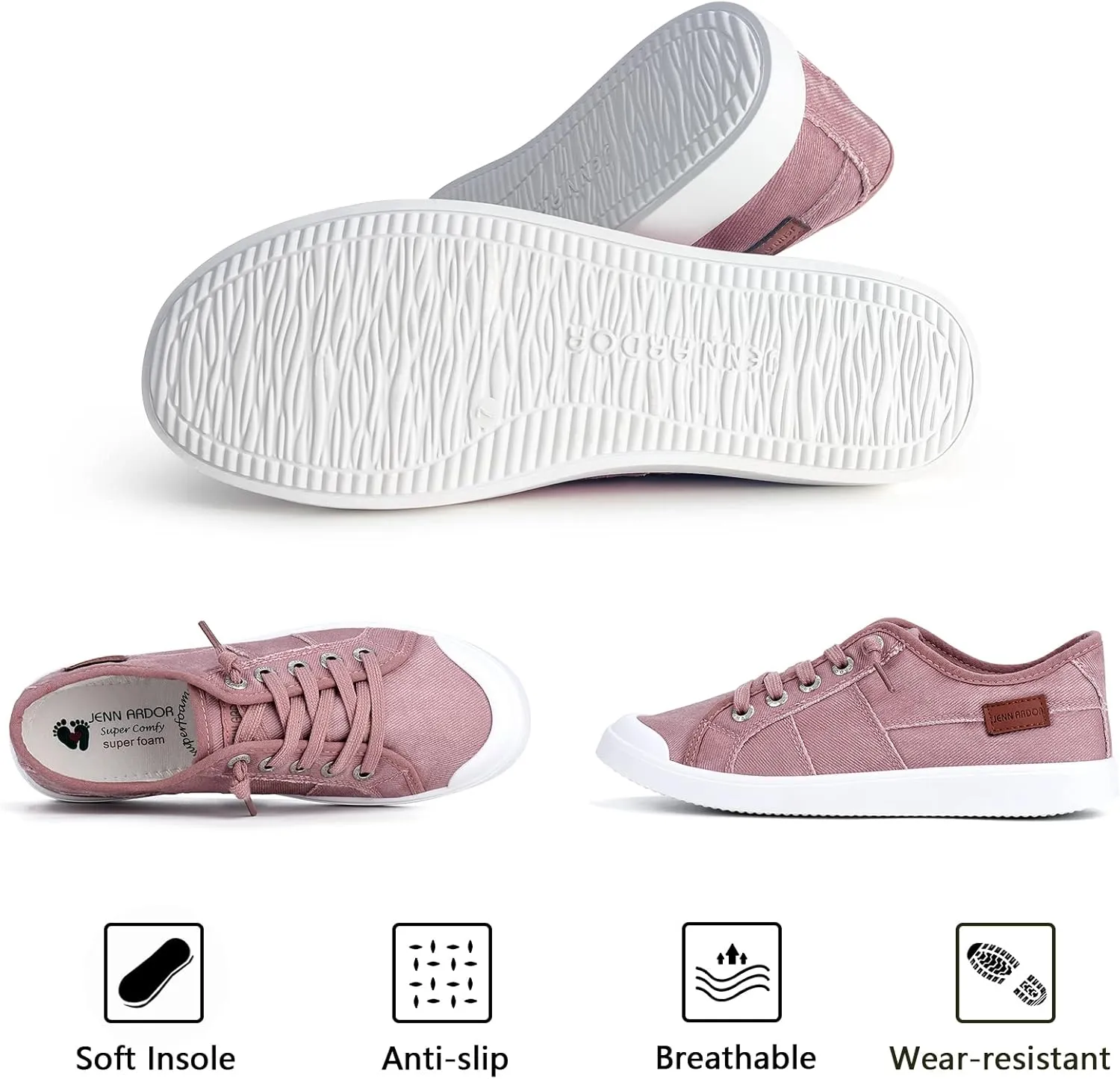 JENN ARDOR Slip-on Canvas Fashion Sneakers for Womens Comfortable Casual Walking Flats Elastic Stylish Cute Lightweight Shoes