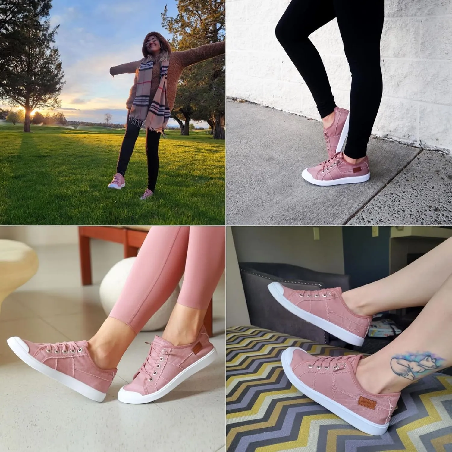 JENN ARDOR Slip-on Canvas Fashion Sneakers for Womens Comfortable Casual Walking Flats Elastic Stylish Cute Lightweight Shoes