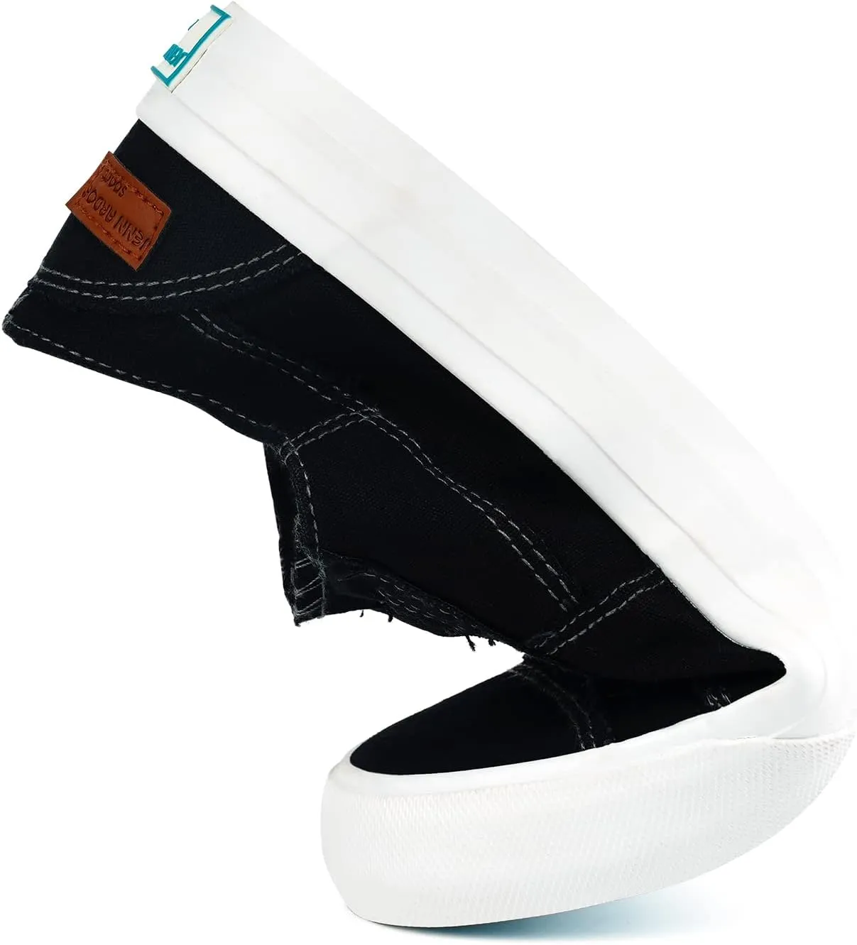 JENN ARDOR Women's Stylish Slip On Sneakers No Laces Elastic Low Top Canvas Sneakers Trendy Flats Comfortable Casual Walking Shoes