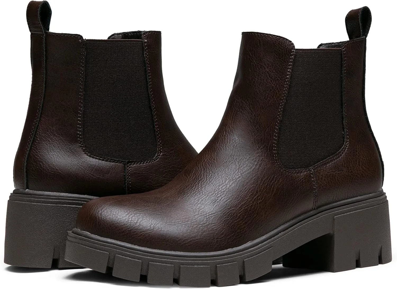 Jeossy Womens 9606 Chelsea Ankle Boots, Platform Chunky Low Heel Slip on Booties, Lug Sole Fashion Short Boots