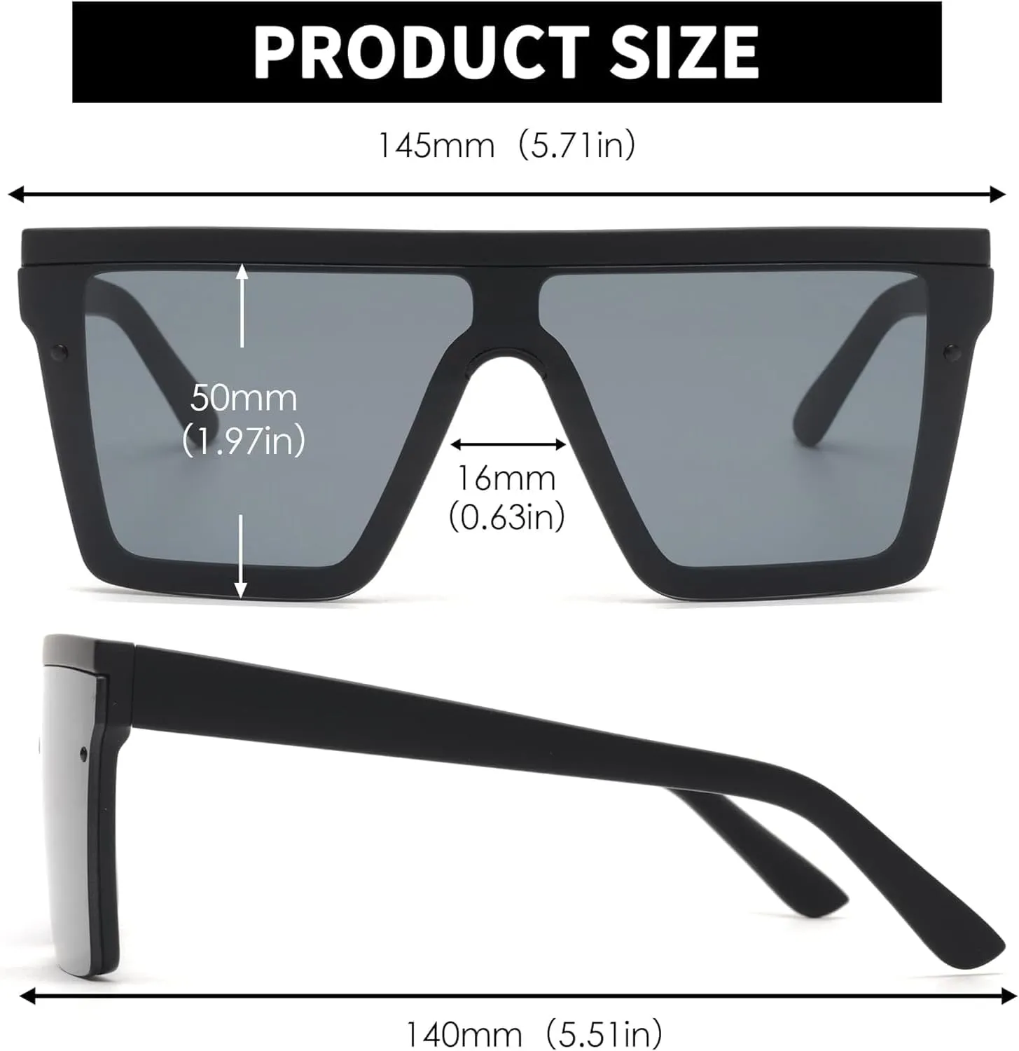 JIM HALO Flat Top Shield Sunglasses Square Mirror Rimless Glasses for Women Men