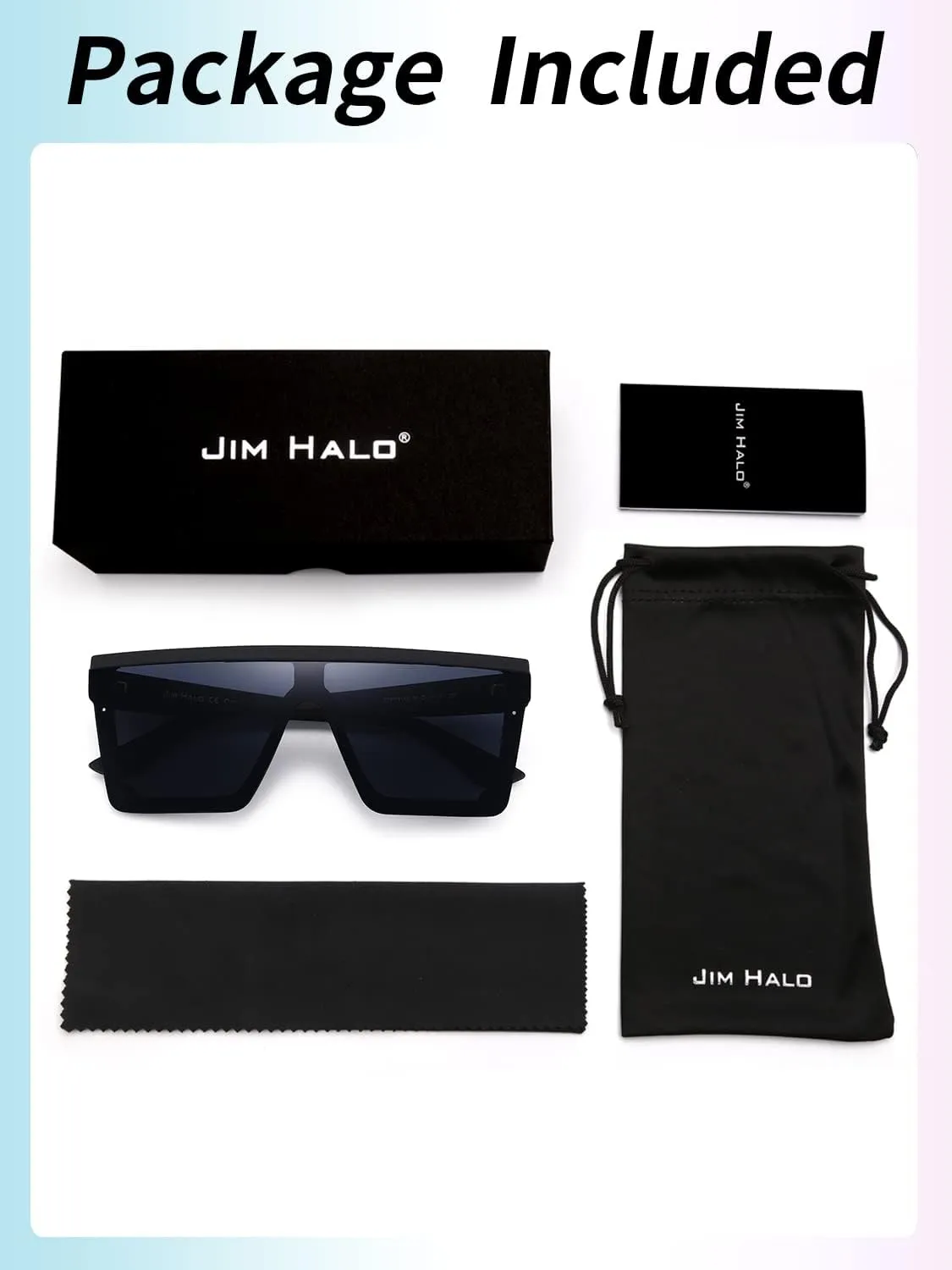 JIM HALO Flat Top Shield Sunglasses Square Mirror Rimless Glasses for Women Men