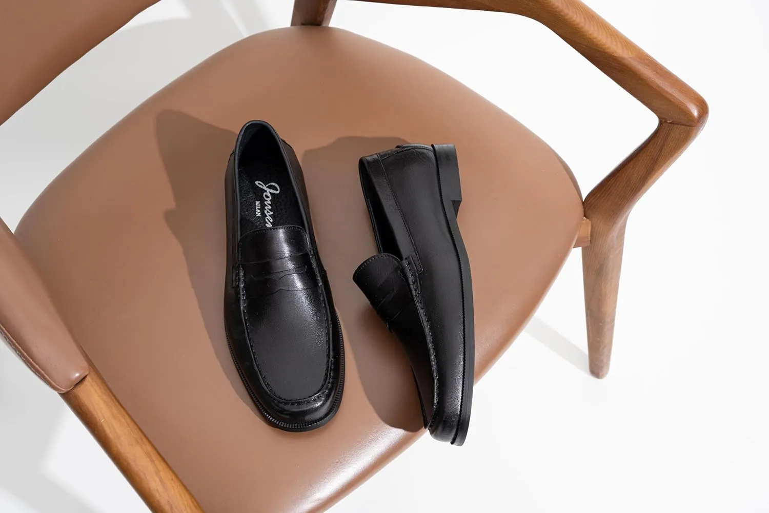 Jouesn Men's Dress Shoes Premium Leather Penny Loafers for Men Slip-On Formal Dress Loafers for Men
