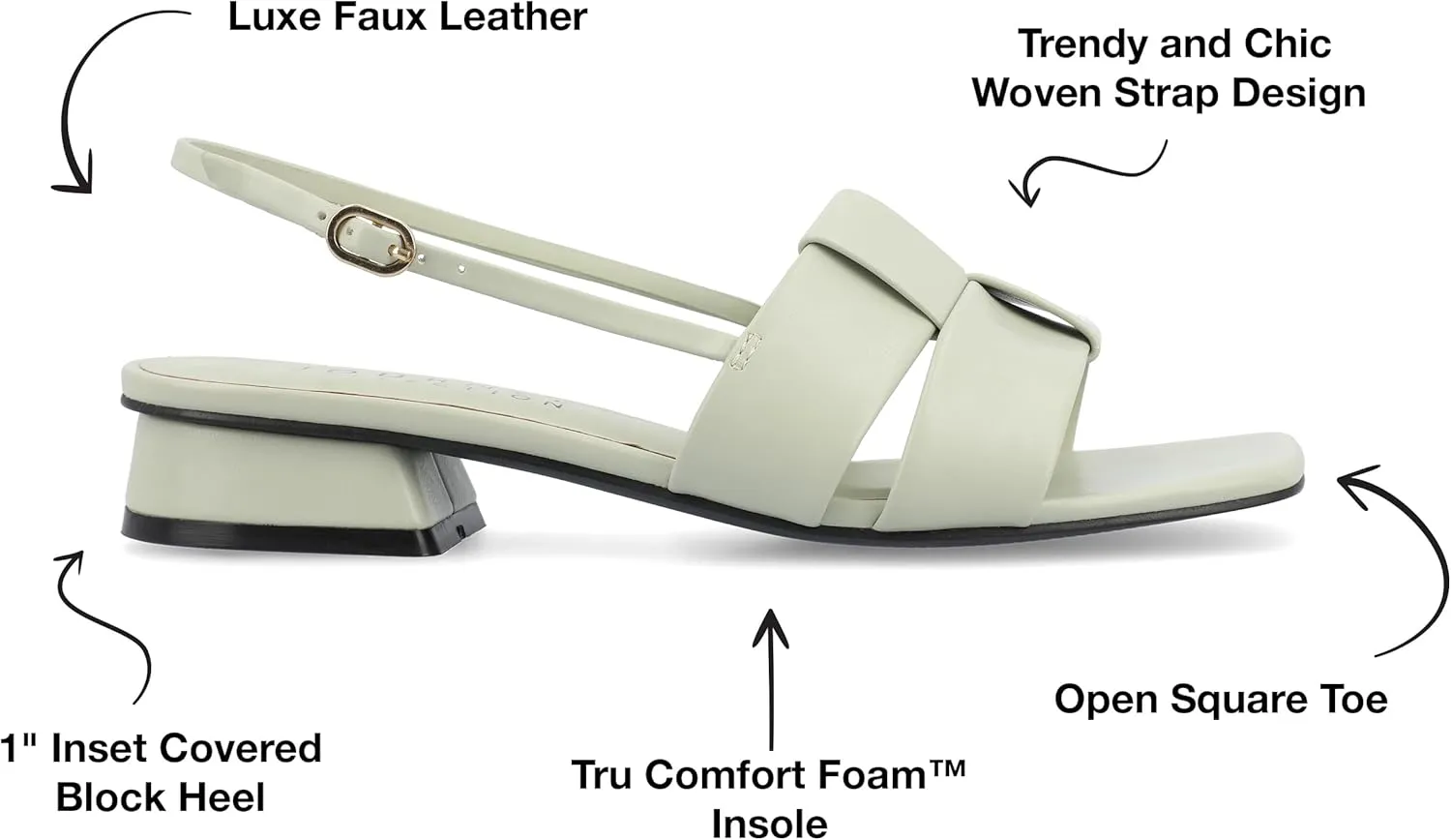 Journee Womens Woven Slingback Inset Low Covered Block Heel Open Square Toe Tabatha Comfort Foam Sandals