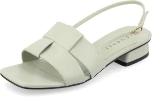 Journee Womens Woven Slingback Inset Low Covered Block Heel Open Square Toe Tabatha Comfort Foam Sandals