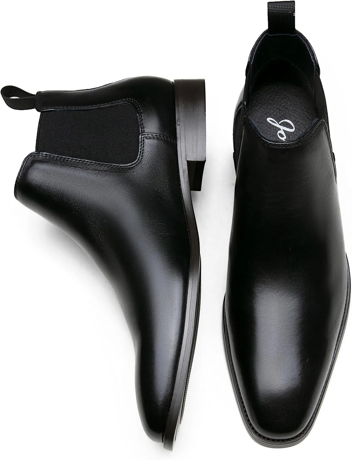 Jousen Chelsea Boots Men Polished Leather Dress Boots Stylish Classic Retro Slip On Boots for Men