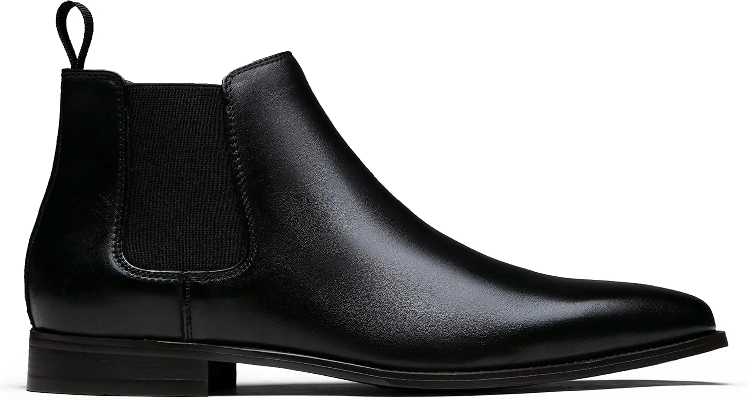 Jousen Chelsea Boots Men Polished Leather Dress Boots Stylish Classic Retro Slip On Boots for Men