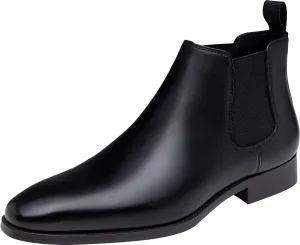 Jousen Chelsea Boots Men Polished Leather Dress Boots Stylish Classic Retro Slip On Boots for Men