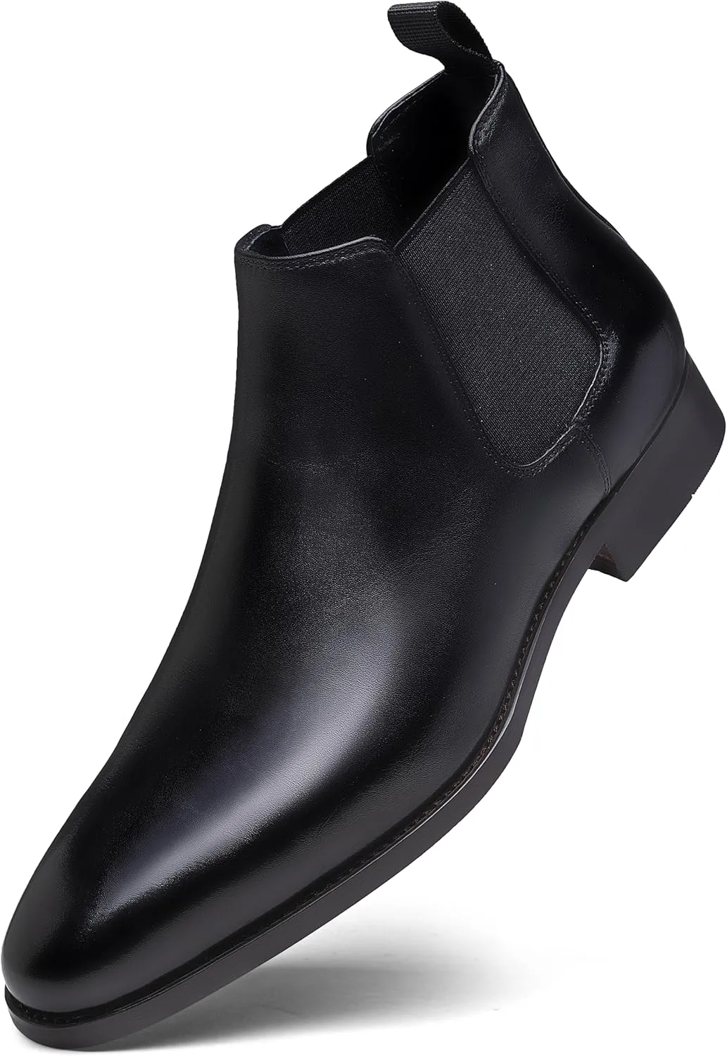 Jousen Chelsea Boots Men Polished Leather Dress Boots Stylish Classic Retro Slip On Boots for Men