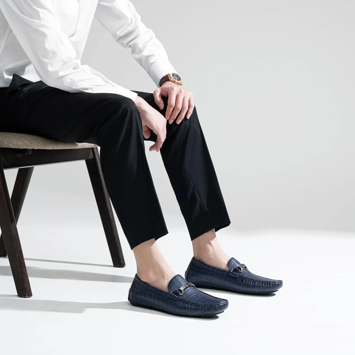 Jousen Men's Loafers Crocodile Printed Casual Mens Slip On Shoes