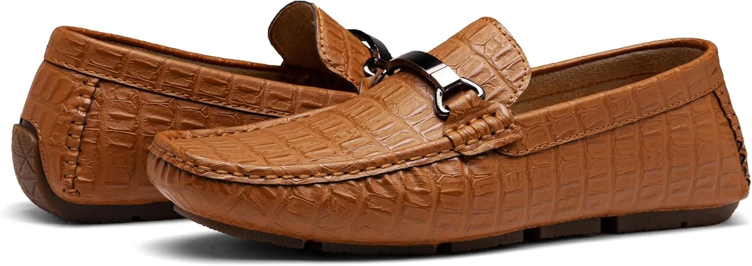 Jousen Men's Loafers Crocodile Printed Casual Mens Slip On Shoes