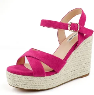 JOY IN LOVE Womens Espadrilles Wedge Sandals Platform Heels Ankle Strap Open Toe Buckle Sandals