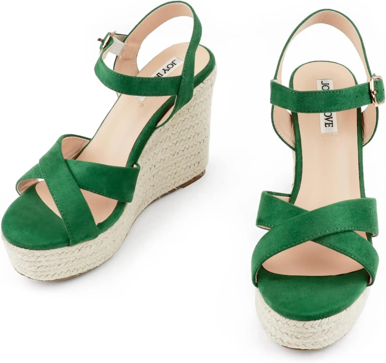 JOY IN LOVE Womens Espadrilles Wedge Sandals Platform Heels Ankle Strap Open Toe Buckle Sandals