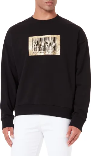 Just Cavalli Soho Crew Neck Sweatshirt with Just Code Foil Logo Black MD