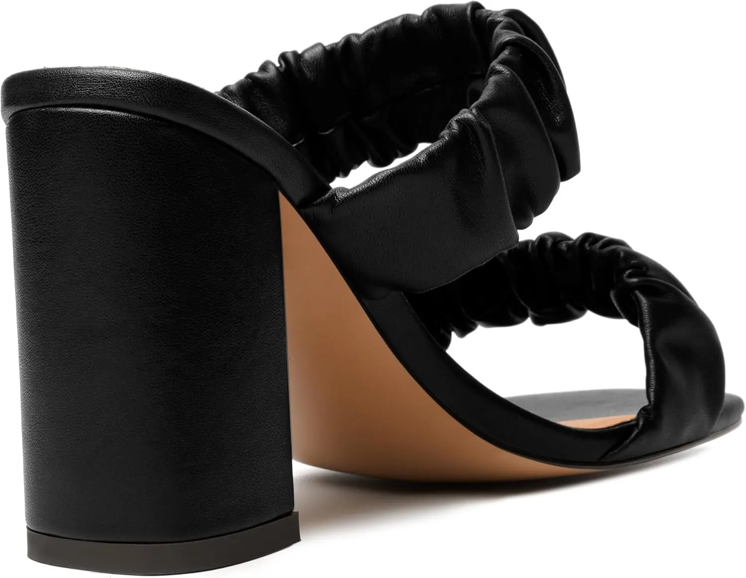JUSTDANNI Womens Party Stylish Slip On Matte Fashion Square Toe Block High Heel Heeled Sandals 3.3 Inch