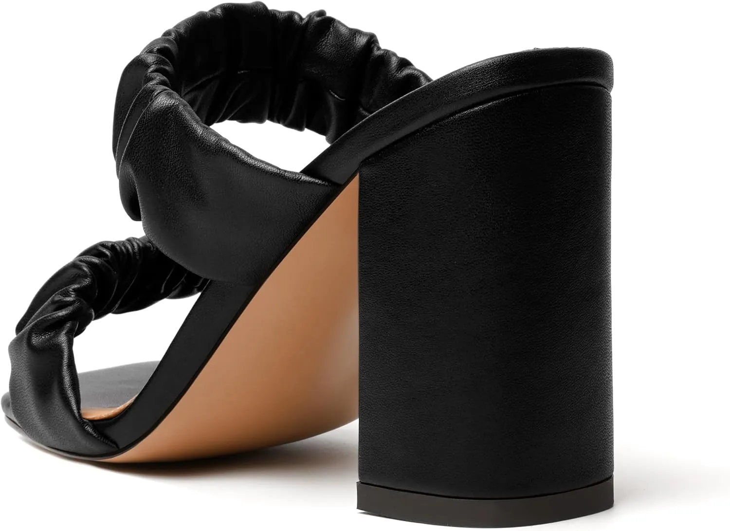 JUSTDANNI Womens Party Stylish Slip On Matte Fashion Square Toe Block High Heel Heeled Sandals 3.3 Inch
