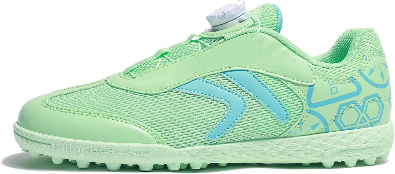 KELME Kids' Indoor Soccer Cleats, Breathable Mesh Turf Futsal Shoes, Turn-Lock, Boys Girls Football Baseball Softball Sneaker for Little/Big Kid