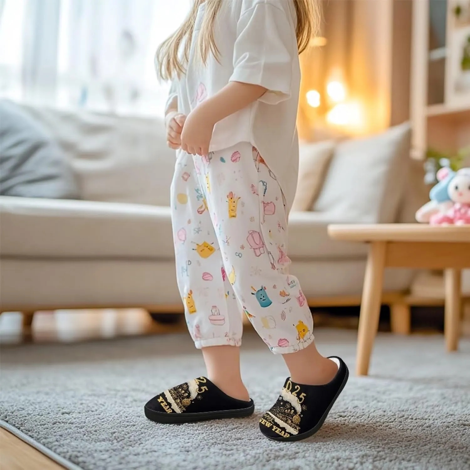 Kids Plush Slippers for Kids Anti-slip House Slippers Cozy Bedroom Slippers Winter House Shoes