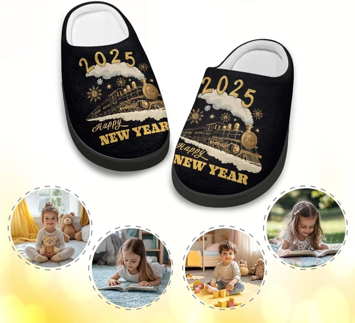 Kids Plush Slippers for Kids Anti-slip House Slippers Cozy Bedroom Slippers Winter House Shoes