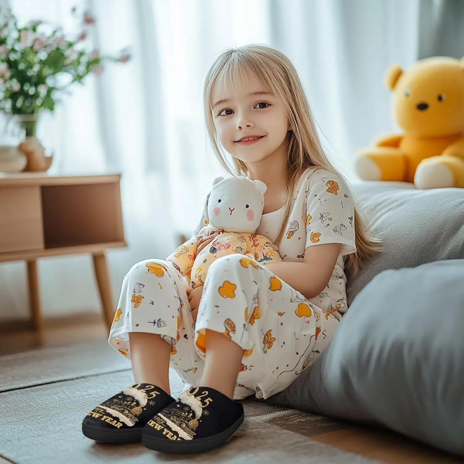 Kids Plush Slippers for Kids Anti-slip House Slippers Cozy Bedroom Slippers Winter House Shoes