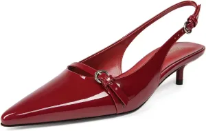 Kitten Heels for Women Slip on Shoes Pumps Stylish Closed Pointed Toe Pump Shoes