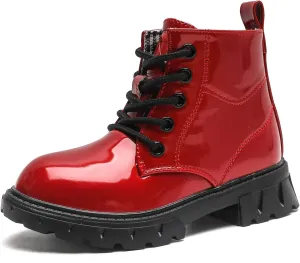 kkdom Boys Girls Waterproof Lace Up Side Zipper Ankle Combat Boots(Toddler/Little Kid/Big Kid)