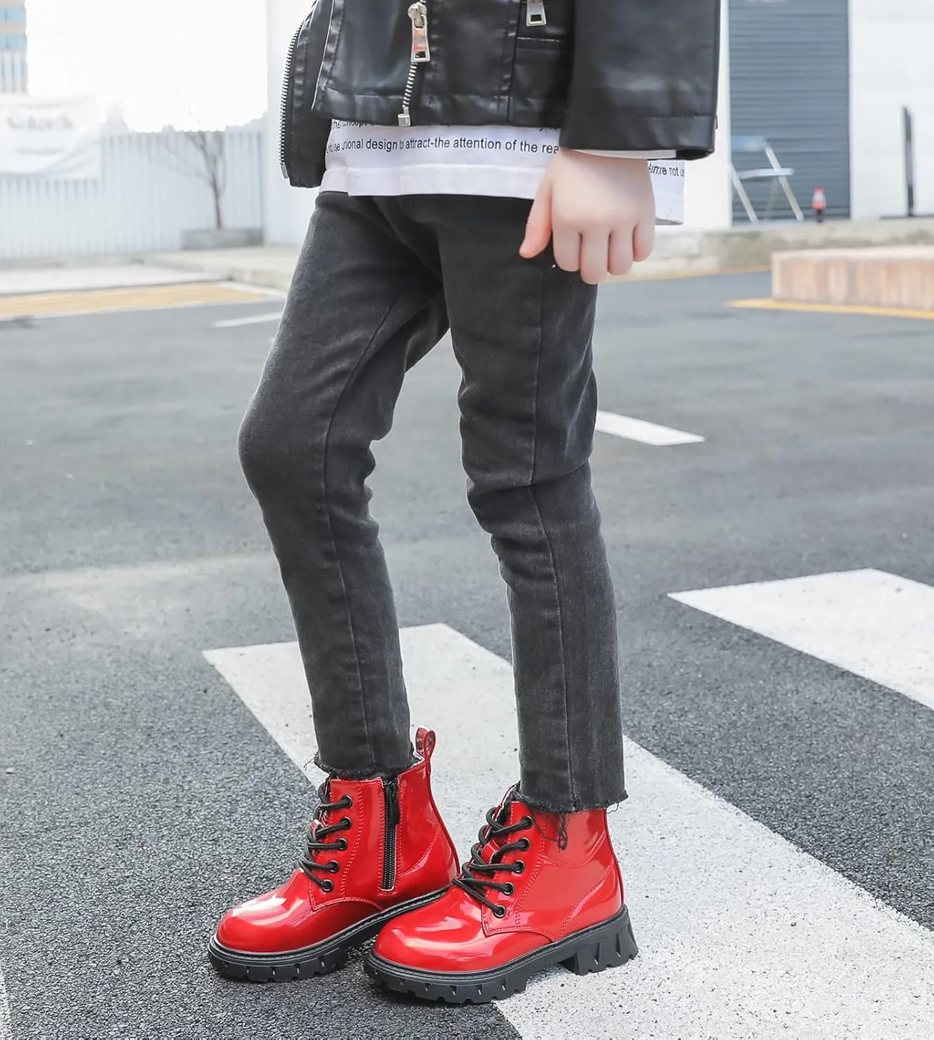 kkdom Boys Girls Waterproof Lace Up Side Zipper Ankle Combat Boots(Toddler/Little Kid/Big Kid)