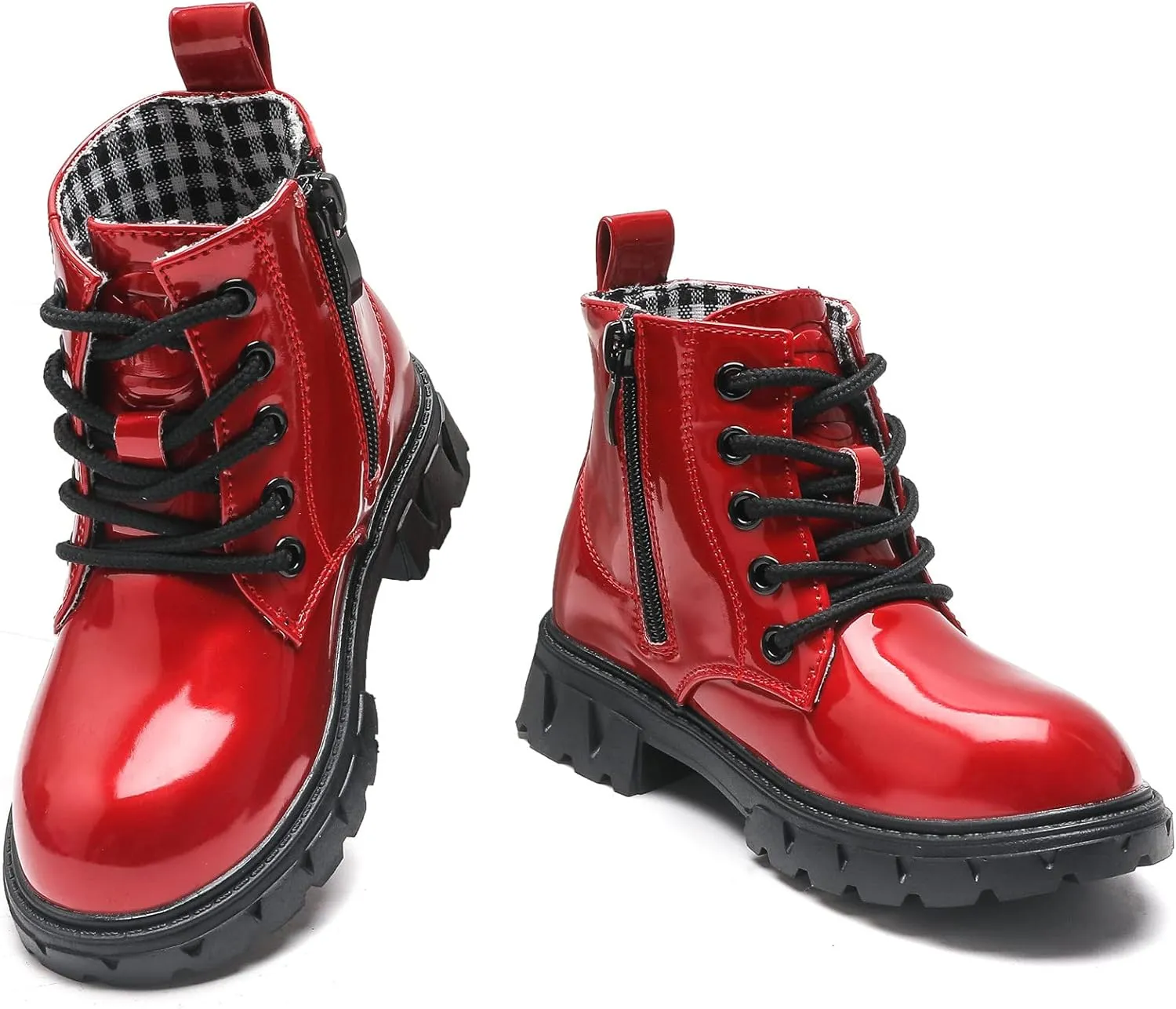 kkdom Boys Girls Waterproof Lace Up Side Zipper Ankle Combat Boots(Toddler/Little Kid/Big Kid)