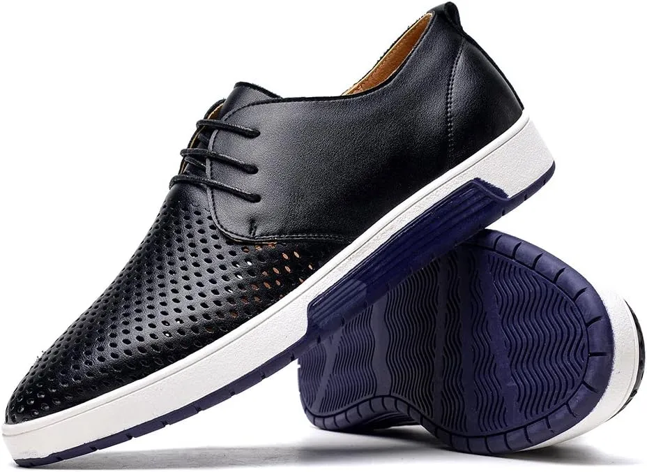konhill Men's Casual Oxford Shoes - Breathable Dress Shoes Loafers Lace-up Flat Sneakers