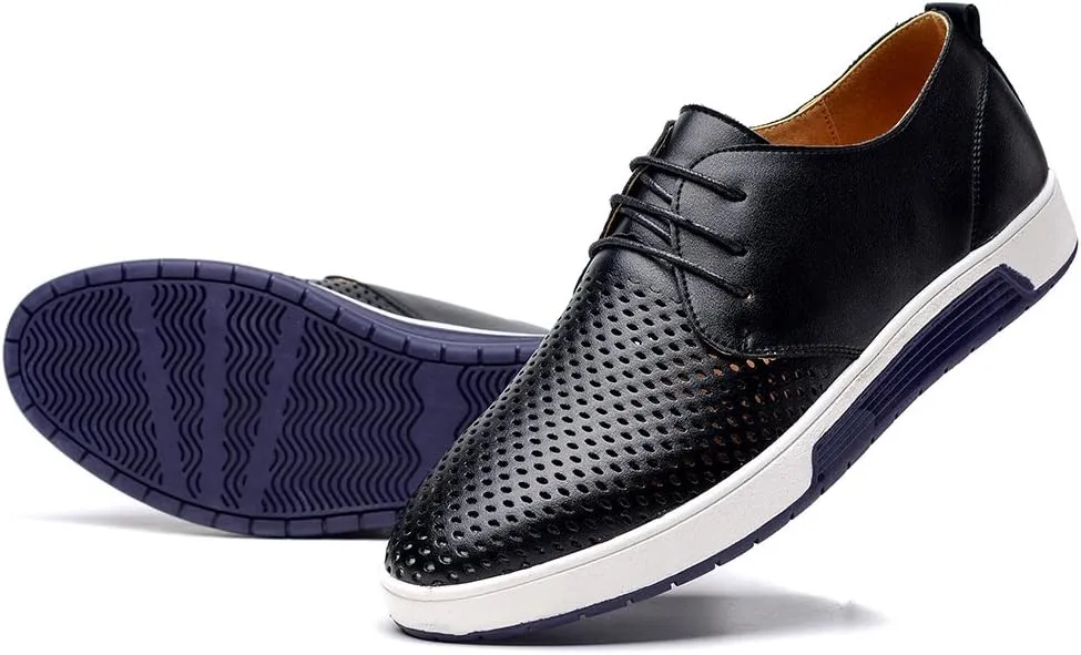 konhill Men's Casual Oxford Shoes - Breathable Dress Shoes Loafers Lace-up Flat Sneakers