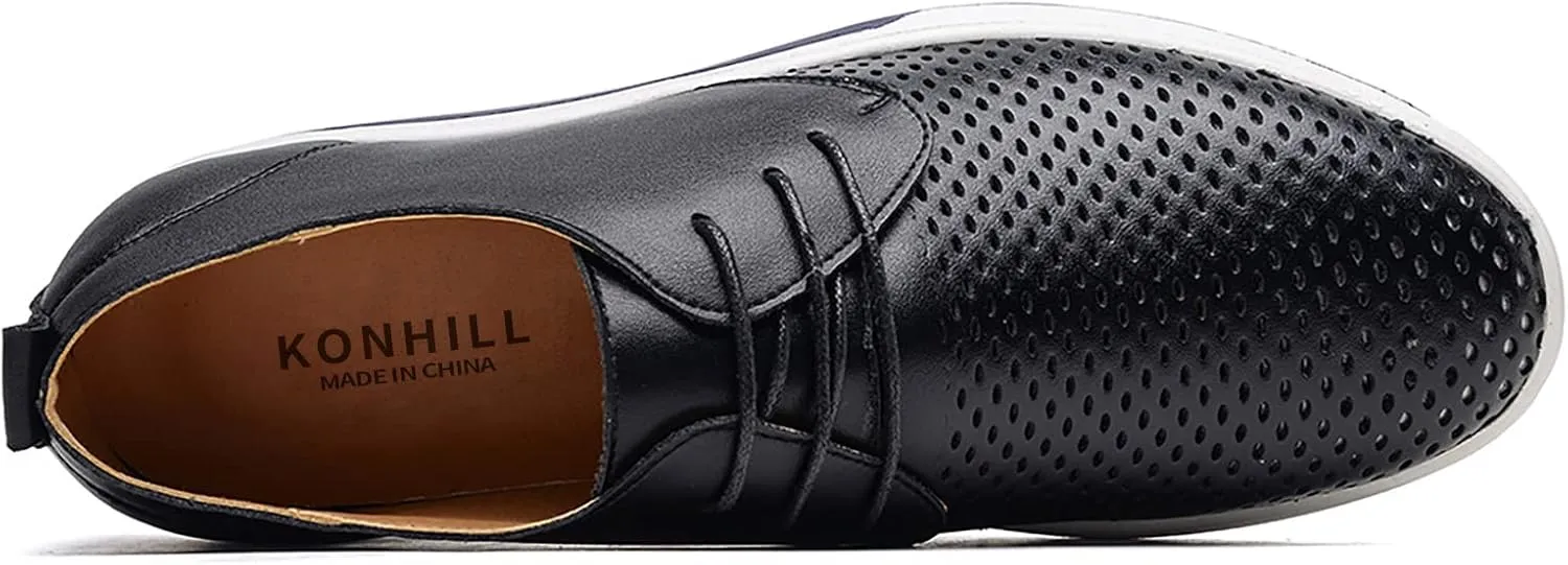 konhill Men's Casual Oxford Shoes - Breathable Dress Shoes Loafers Lace-up Flat Sneakers
