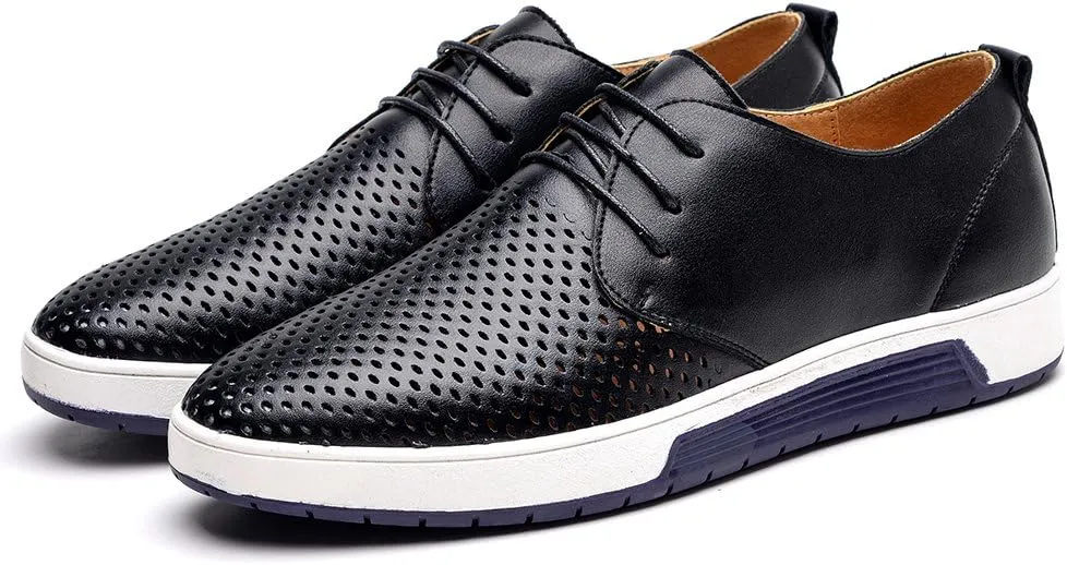 konhill Men's Casual Oxford Shoes - Breathable Dress Shoes Loafers Lace-up Flat Sneakers