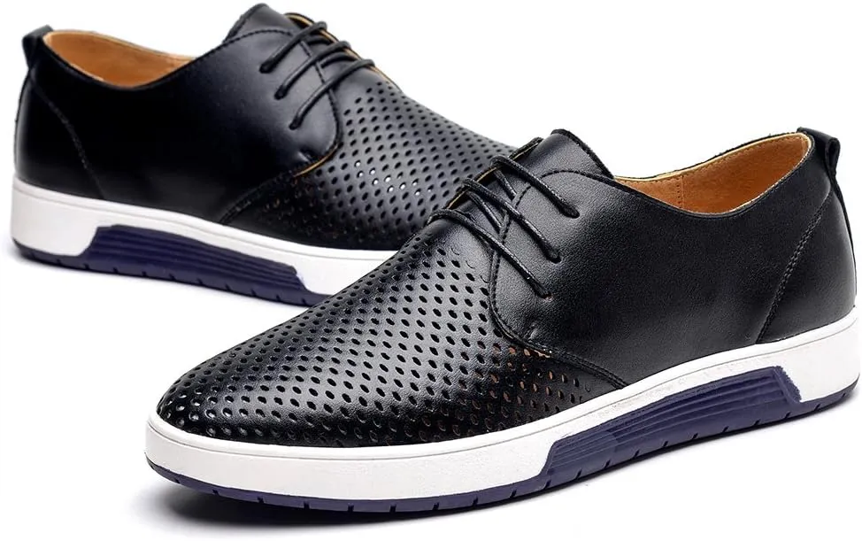 konhill Men's Casual Oxford Shoes - Breathable Dress Shoes Loafers Lace-up Flat Sneakers