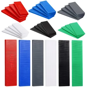 Konohan 300 Pcs Plastic Flat Shims Structural Tile Plastic Shims for Leveling, 3/64, 5/64, 1/8, 5/32, 3/16, 1/4, Green, Black, White, Grey, Blue, Red
