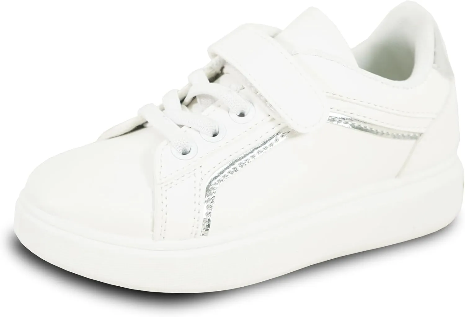 KOZI Kid Comfort Platform Fashion Sneaker Loafer Slip-on Shoe for Girl and Boy MGKID with Removable Insole Gold Silver