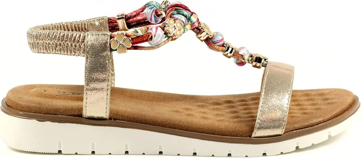 Ladies Tempo Gold T BarSandal