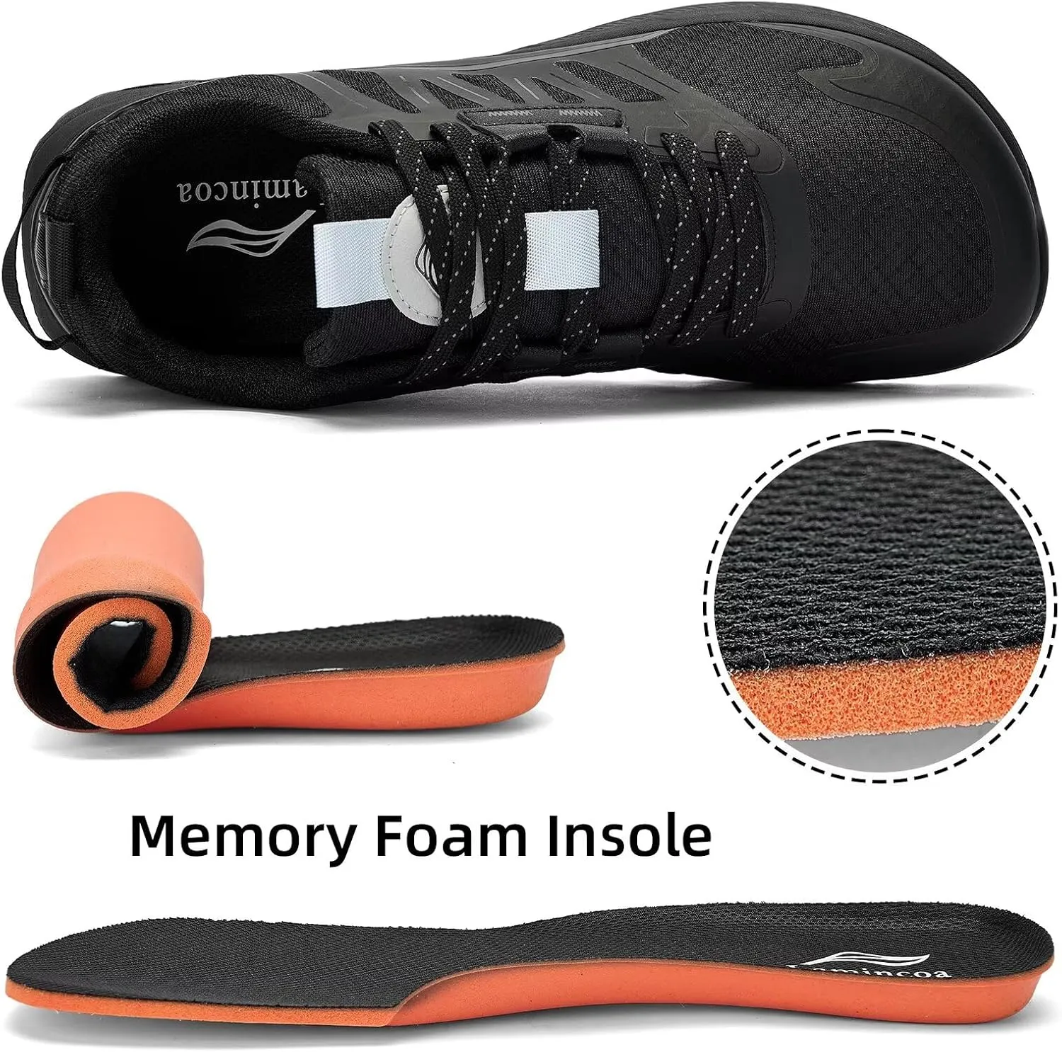 Lamincoa Wide Men's Sneakers Hiking Walking Lightweight Breathable Shoe Non-Slip Outdoor Sports Trail Running Tennis Sneaker