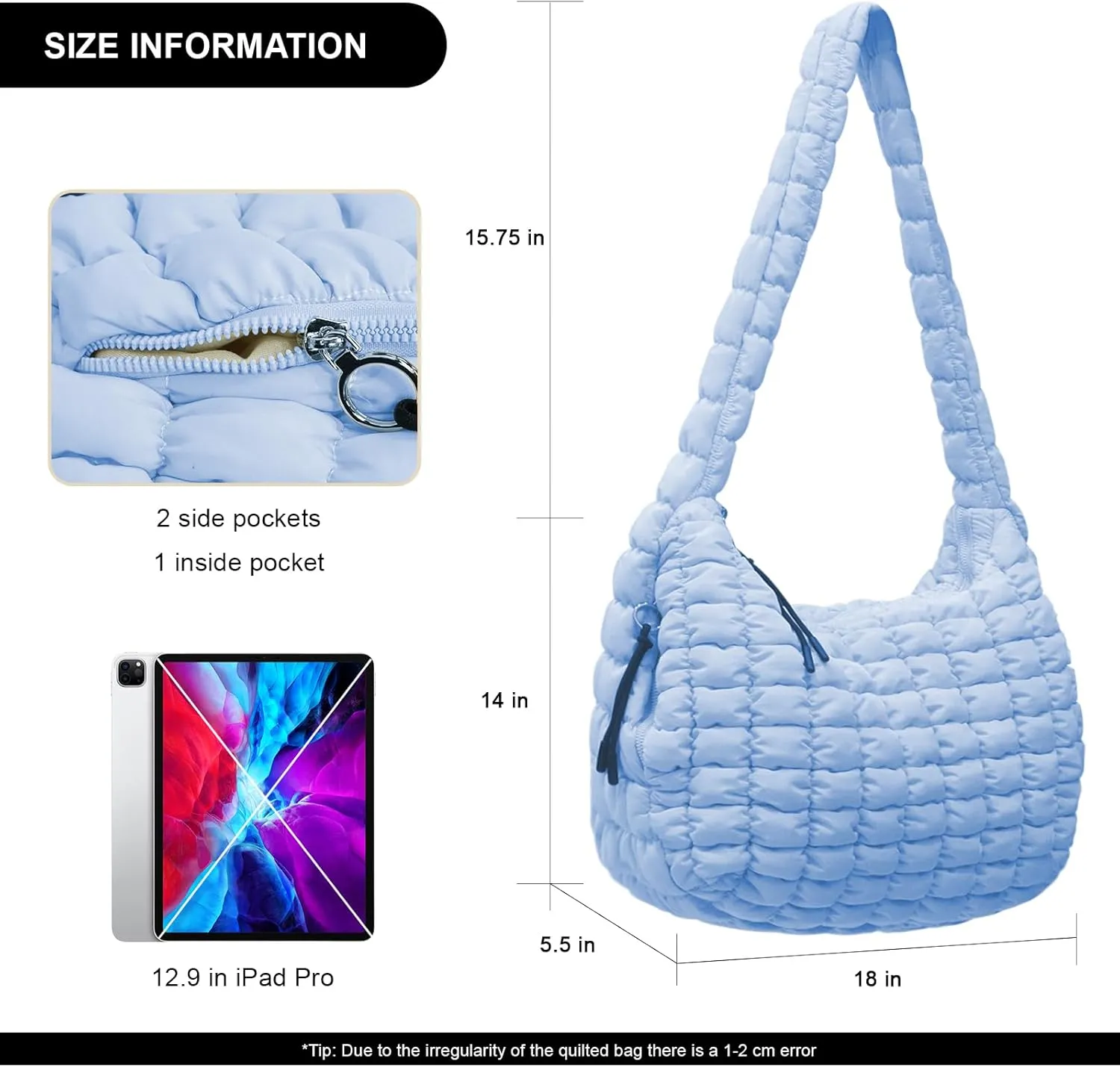 Large Puffer Tote Bag for Women Quilted Crossbody Bag, Hobo Quilted Tote Bag Crossbody Shoulder Handbags Puff Purse