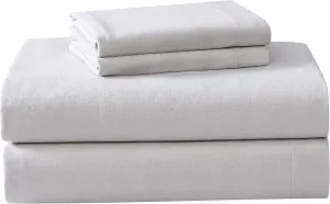 Laura Ashley - Full Sheet Set, Cotton Flannel Bedding, Brushed for Extra Softness & Comfort (Cloud Grey, Full)