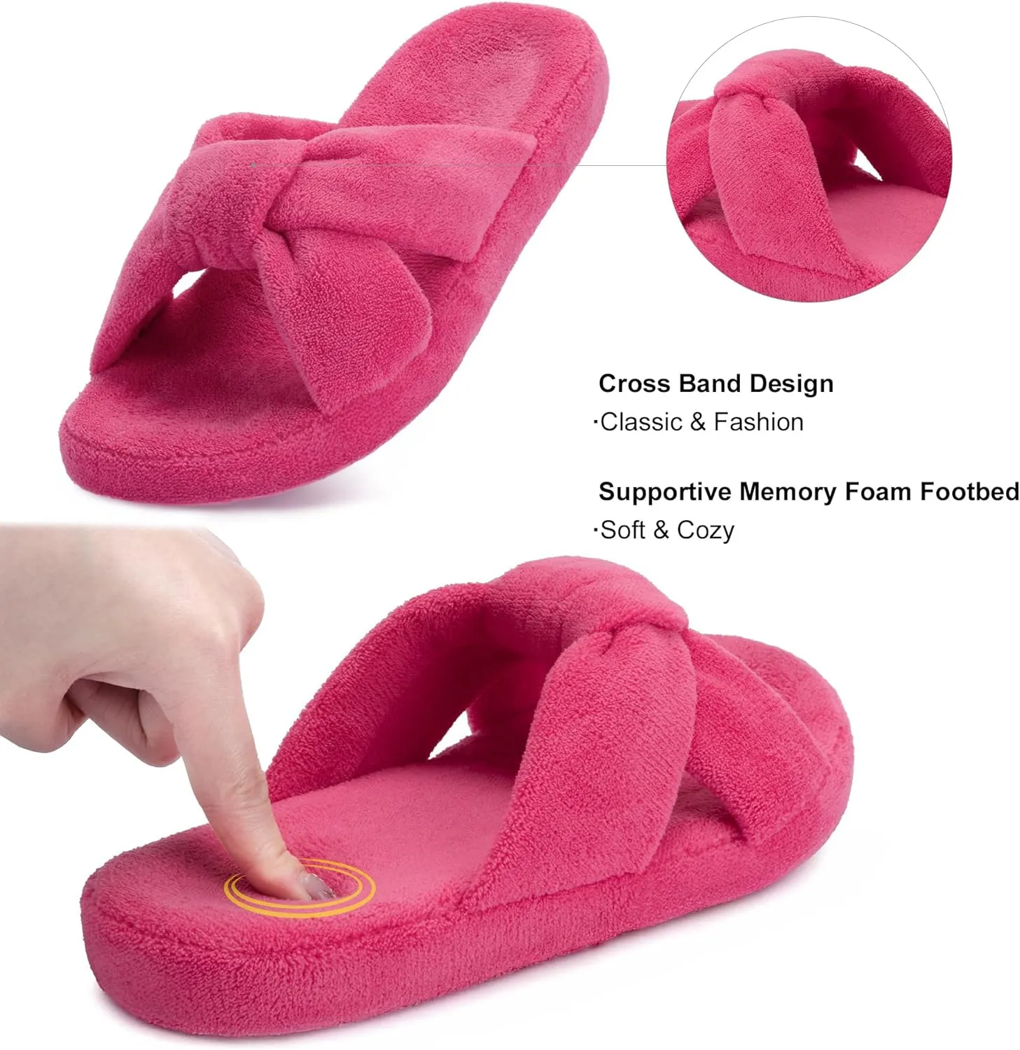 LazyStep Women's Crossband House Slippers, Open Toe House Shoes, Slip on Slides Indoor Outdoor