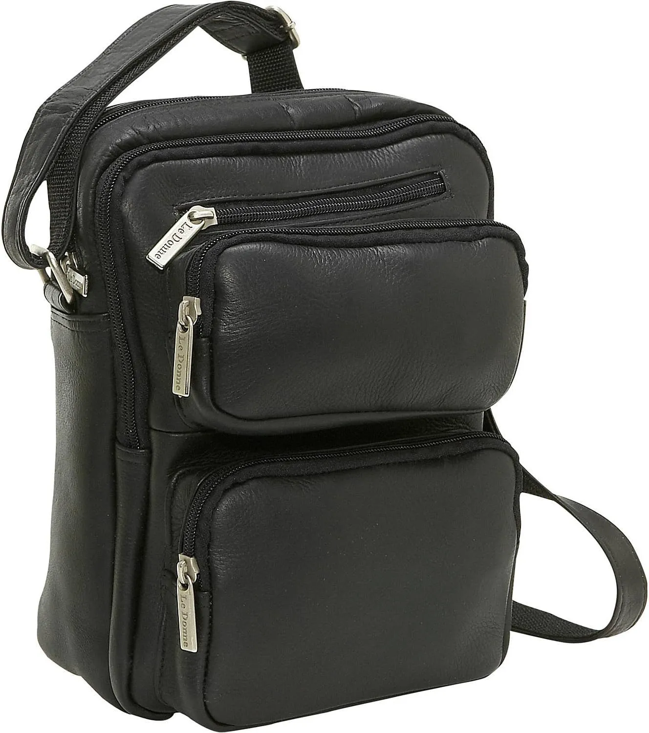 Le Donne Leather Multi-Pocket Men’s Bag – Premium Full-Grain Colombian Vaquetta Cowhide Leather Men’s Shoulder Bag, 10.5”