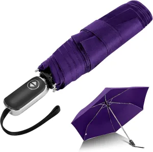 LEAGERA Compact Travel Umbrella for Purse - Flat Handle, Waterproof for Light Rain