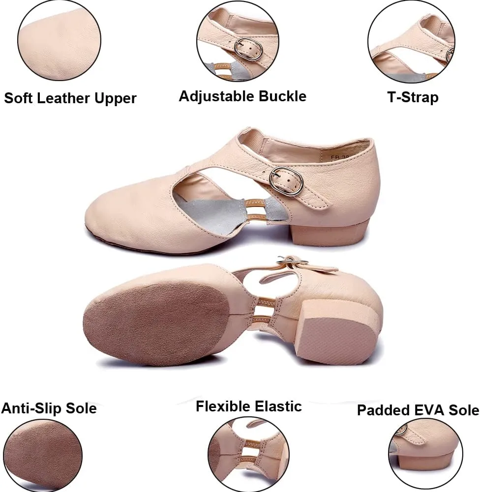 Leather Jazz Dance Shoes for Women Men Slip on Teaching Dance Sandals