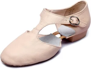 Leather Jazz Dance Shoes for Women Men Slip on Teaching Dance Sandals