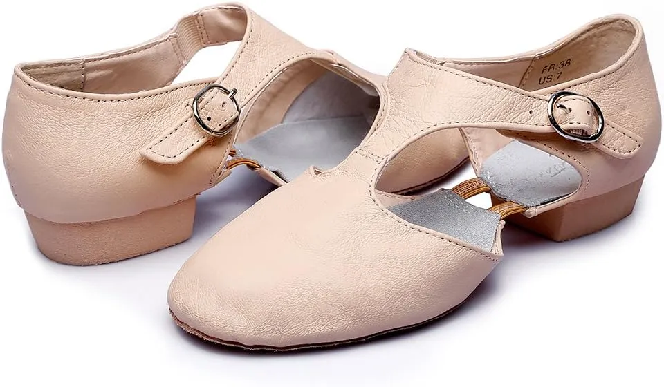 Leather Jazz Dance Shoes for Women Men Slip on Teaching Dance Sandals