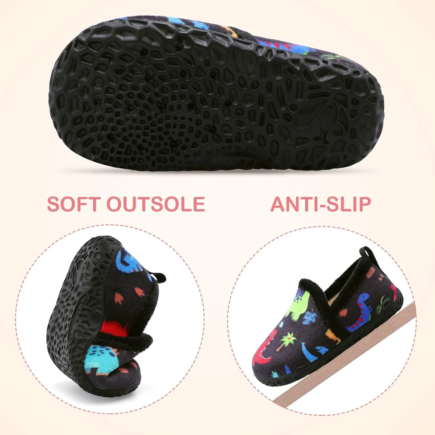 Lefflow Toddler Slippers Boys Girls House Shoes Slip on Baby Sock Shoes Lightweight Outdoor Walking Shoes