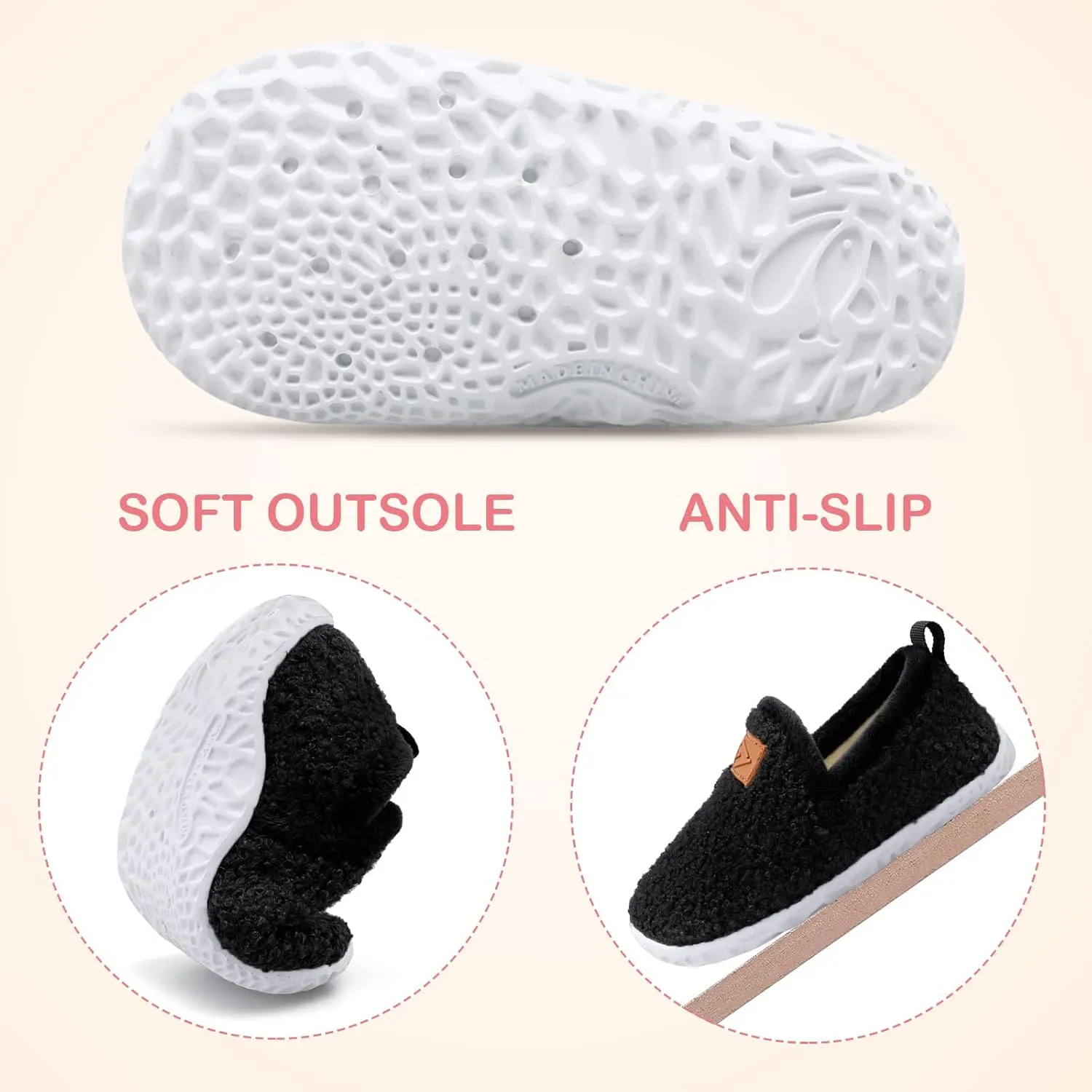 Lefflow Toddler Slippers Boys Girls House Shoes Slip on Baby Sock Shoes Lightweight Outdoor Walking Shoes